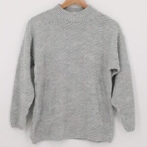Vintage 90s Honeycomb Mock Neck Sweater Womens Size S Textured Chunky Coastal